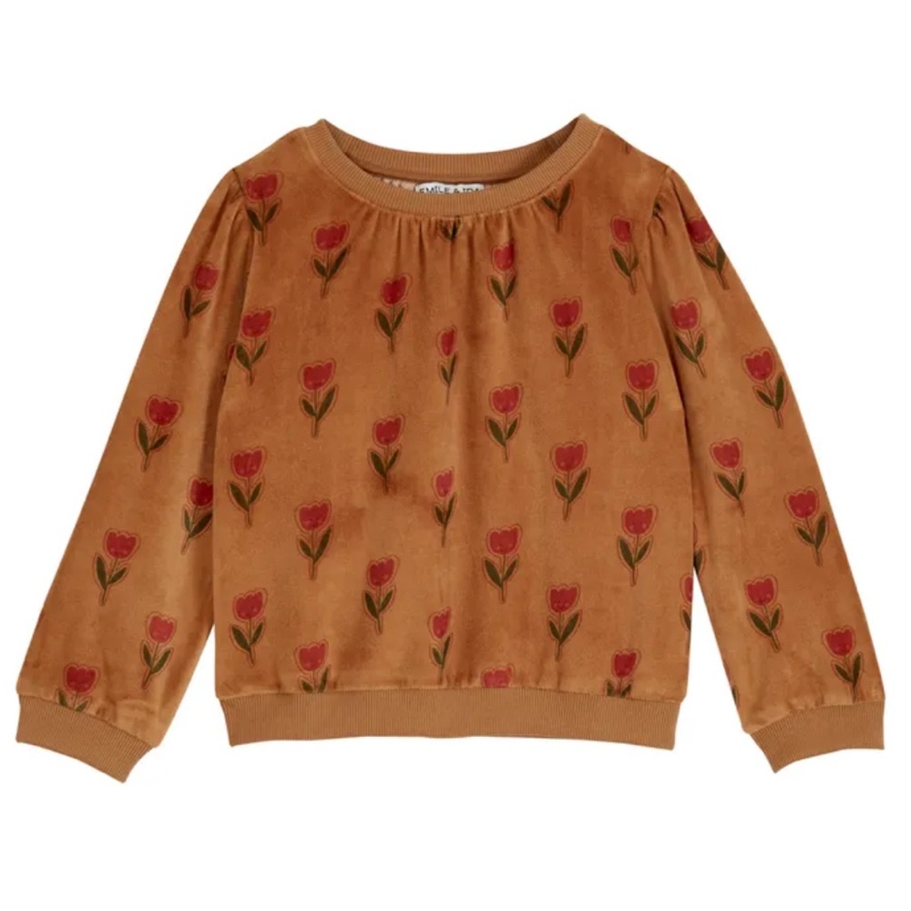 EMILE ET IDA 
Velvet Tulip Sweatshirt | Caramel size 8 A